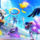 Several Pokémon jump towards a goal in Pokémon Unite.